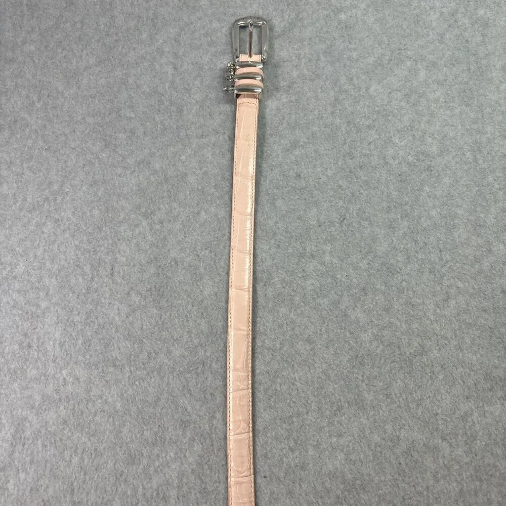 Brighton Onyx Leather Belt Women's Size 30 Pink Alligator Grain Golf Charms‎